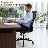 Ribbed Office Chair High Back PU Leather for Home Office