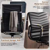 Ribbed Office Chair High Back PU Leather for Home Office