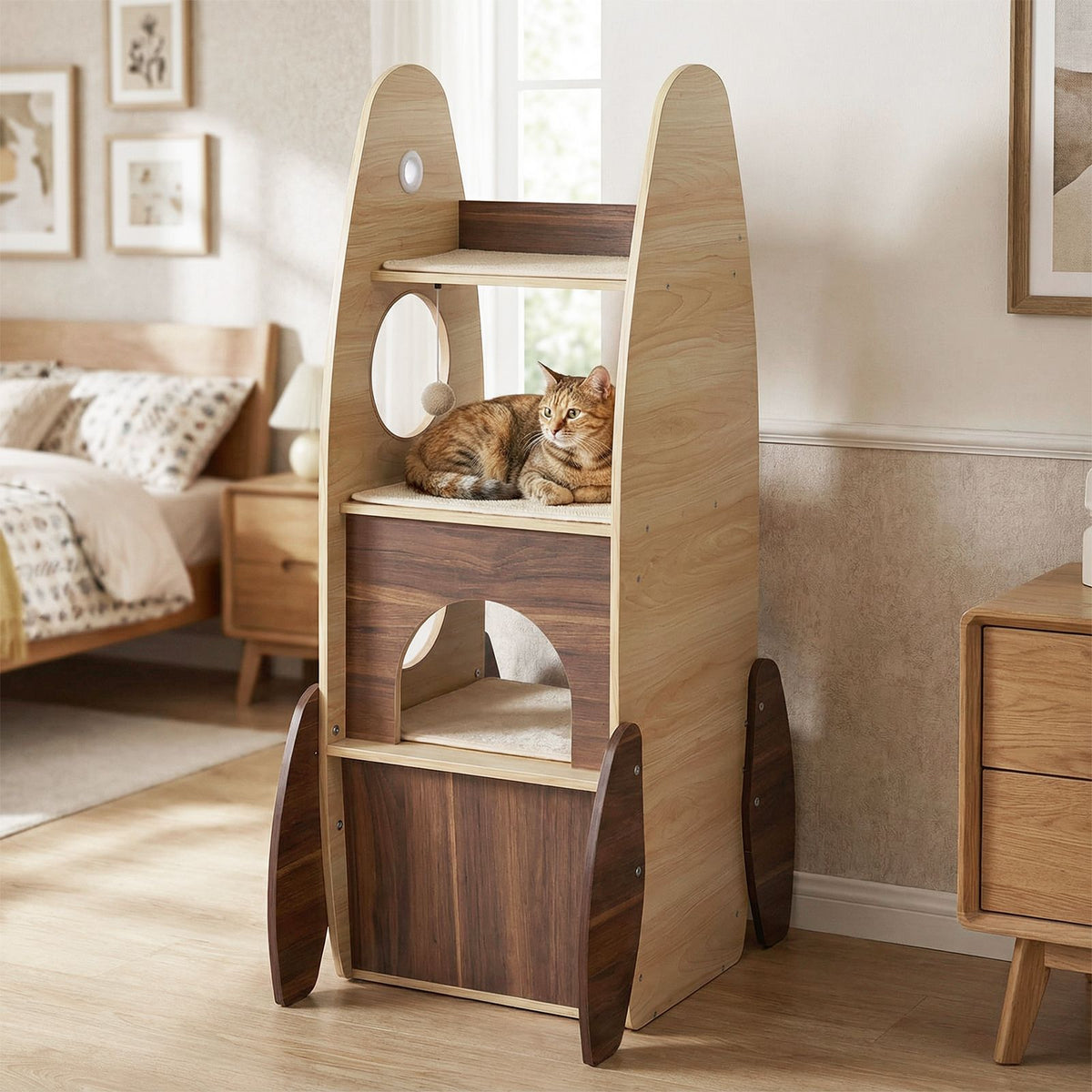 Rocket Cat Tree with 2-Storey Condo and Sisal Scratching Pad