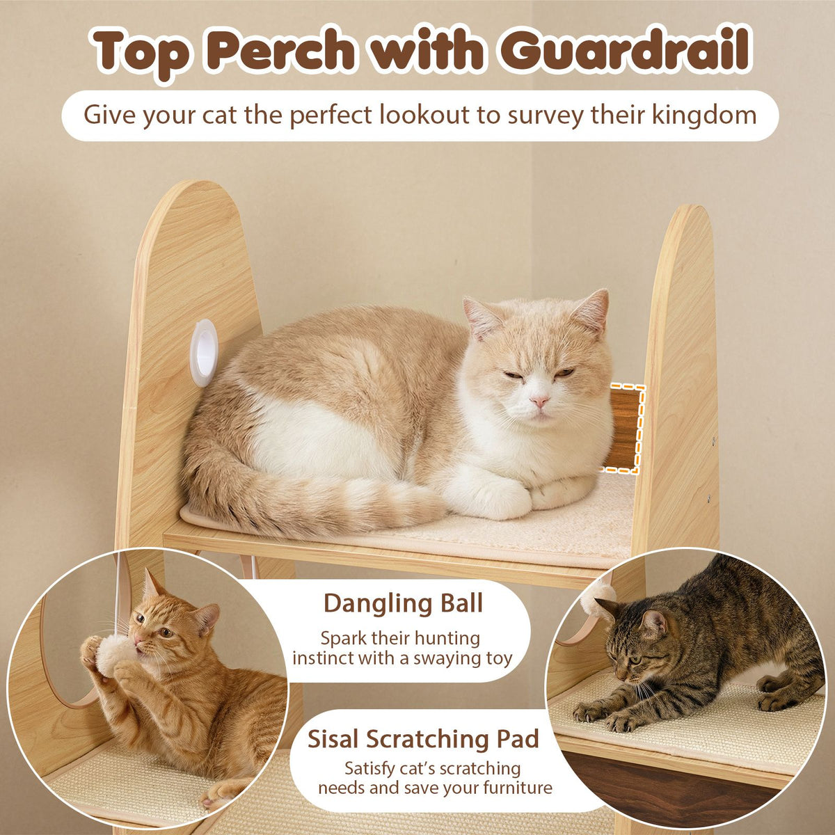 Rocket Cat Tree with 2-Storey Condo and Sisal Scratching Pad