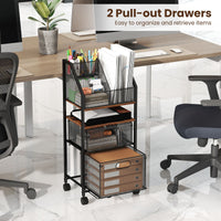Rolling File Utility Cart with 2 Drawers and Lockable Wheels for Home Office