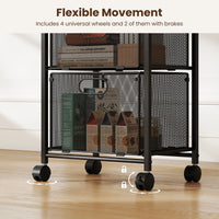 Rolling File Utility Cart with 2 Drawers and Lockable Wheels for Home Office