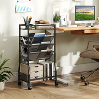 Rolling File Utility Cart with 2 Drawers and Wooden Top for Home Office
