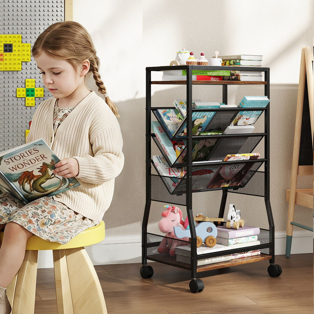 Rolling File Utility Cart with 2 Drawers and Wooden Top for Home Office