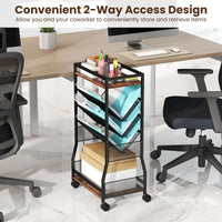 Rolling File Utility Cart with 2 Drawers and Wooden Top for Home Office