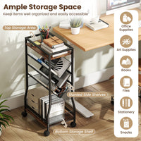 Rolling File Utility Cart with 2 Drawers and Wooden Top for Home Office