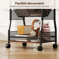 Rolling File Utility Cart with 2 Drawers and Wooden Top for Home Office