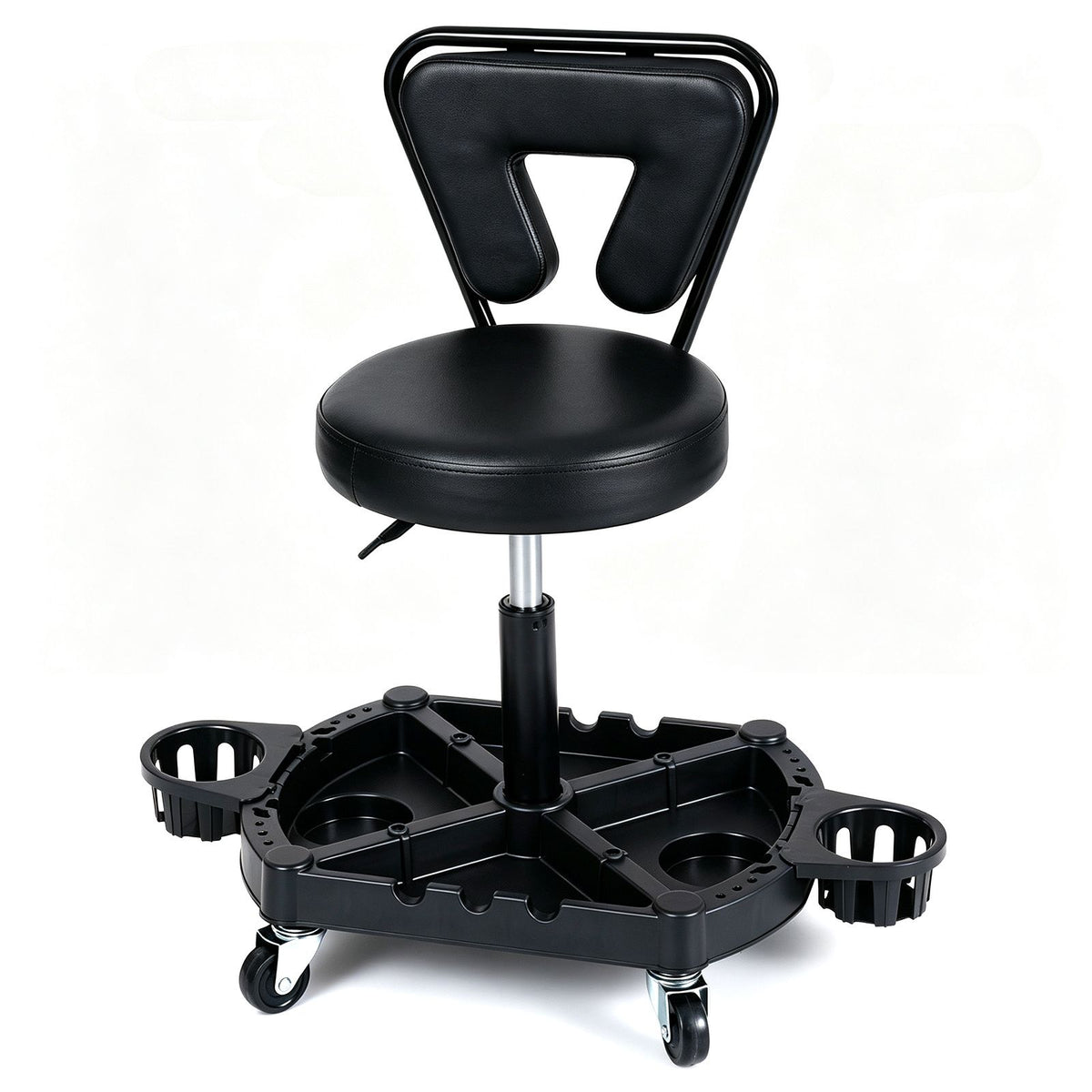 Rolling Garage Mechanic Stool with Tool Tray Storage and Backrest