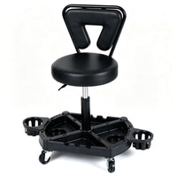 Rolling Garage Mechanic Stool with Tool Tray Storage and Backrest