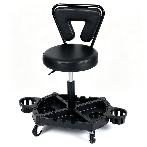 Rolling Garage Mechanic Stool with Tool Tray Storage and Backrest