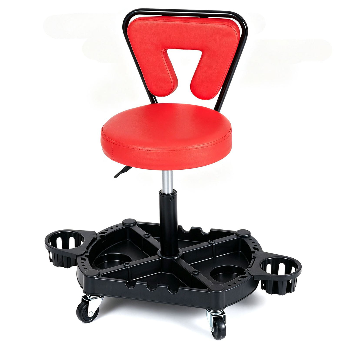 Rolling Garage Mechanic Stool with Tool Tray Storage and Backrest