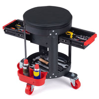Rolling Mechanic Stool with 4 Universal Wheels for Outdoor Storage and Gagages