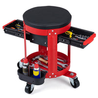 Rolling Mechanic Stool with 4 Universal Wheels for Outdoor Storage and Gagages