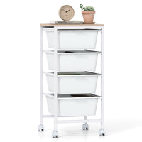 Rolling Storage Cart with 4/5/10 Drawers and Wooden Tabletop for Dorm and Classroom