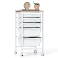 Rolling Storage Cart with 4/5/10 Drawers and Wooden Tabletop for Dorm and Classroom