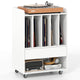 Rolling Turntable Stand with 5 Compartments and Drawer & Open Shelf for Living Room