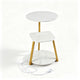 Round Side Table with Charging Station Small 3-Tier End Table Modern Rustic Nightstand