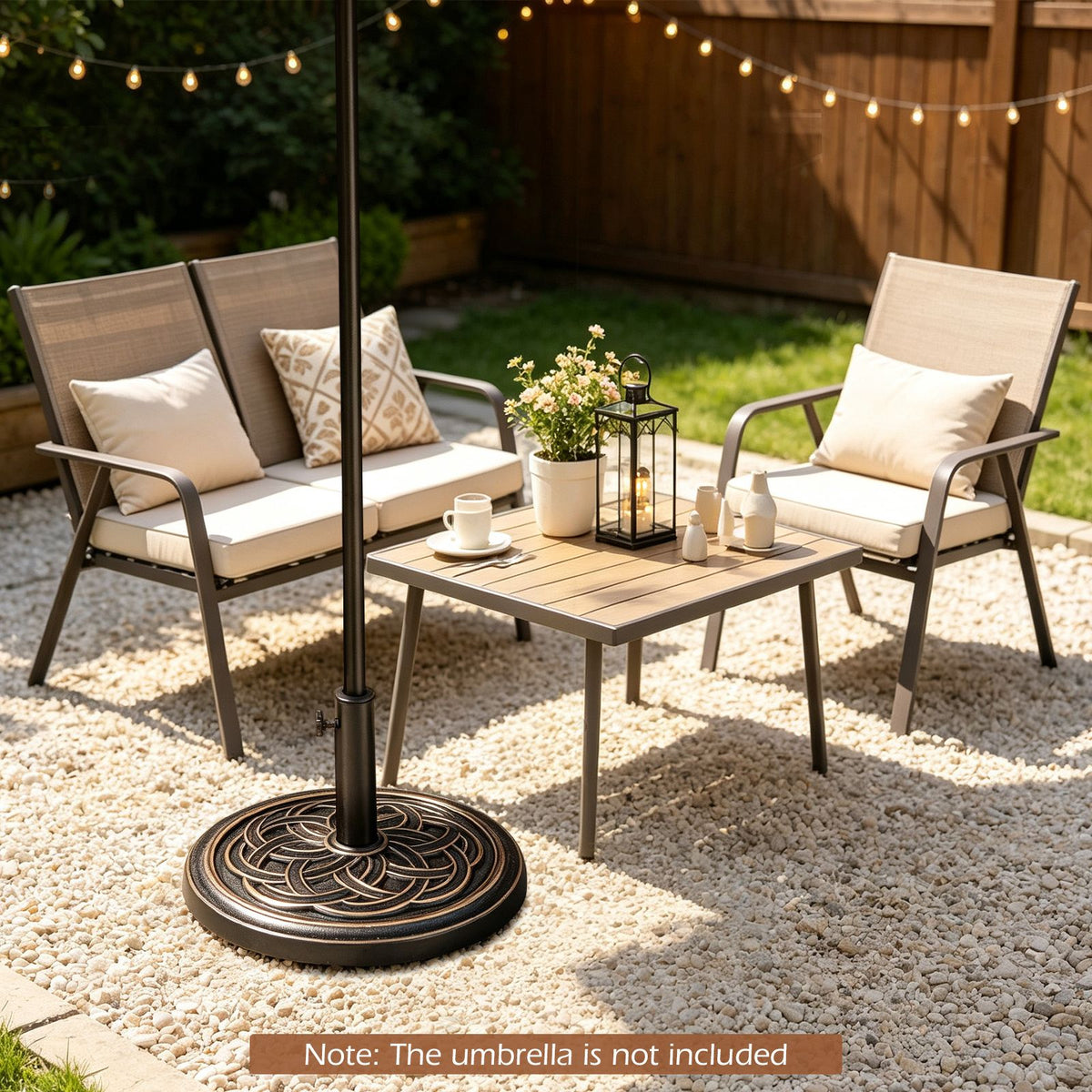 Round Umbrella Base with Adjustable Knob and Resin Material for Outdoor Use