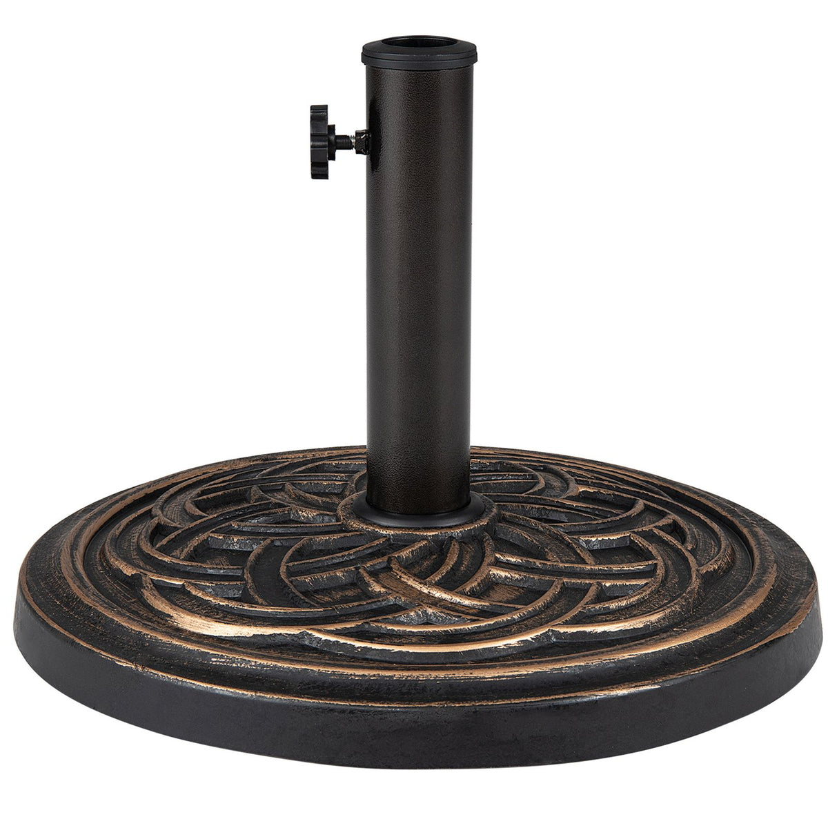 Round Umbrella Base with Adjustable Knob and Resin Material for Outdoor Use