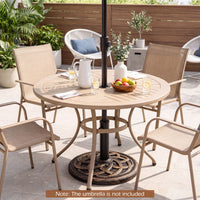 Round Umbrella Base with Adjustable Knob and Resin Material for Outdoor Use