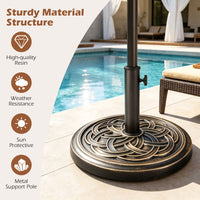 Round Umbrella Base with Adjustable Knob and Resin Material for Outdoor Use