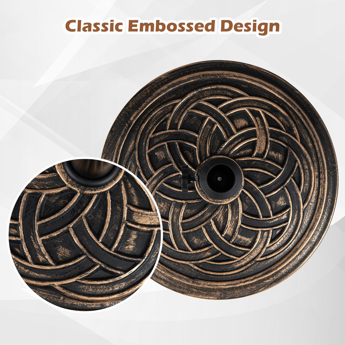 Round Umbrella Base with Adjustable Knob and Resin Material for Outdoor Use