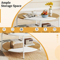 Round Coffee Table with Open Storage Shelf and Heavy Duty Metal Frame for Living Room