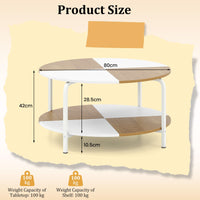 Round Coffee Table with Open Storage Shelf and Heavy Duty Metal Frame for Living Room