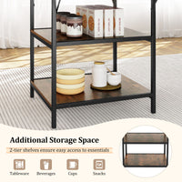 120 CM Round Dining Table with 2-Tier Storage Shelf and Heavy-duty Metal Frame