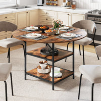 120 CM Round Dining Table with 2-Tier Storage Shelf and Heavy-duty Metal Frame