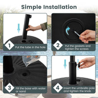51 cm Round Patio Umbrella Base 27 KG Fillable with 2 Couplers