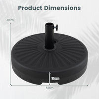 51 cm Round Patio Umbrella Base 27 KG Fillable with 2 Couplers
