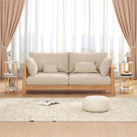 Round Side Table Set of 2 with Storage Shelves and Bamboo Construction for Living Room