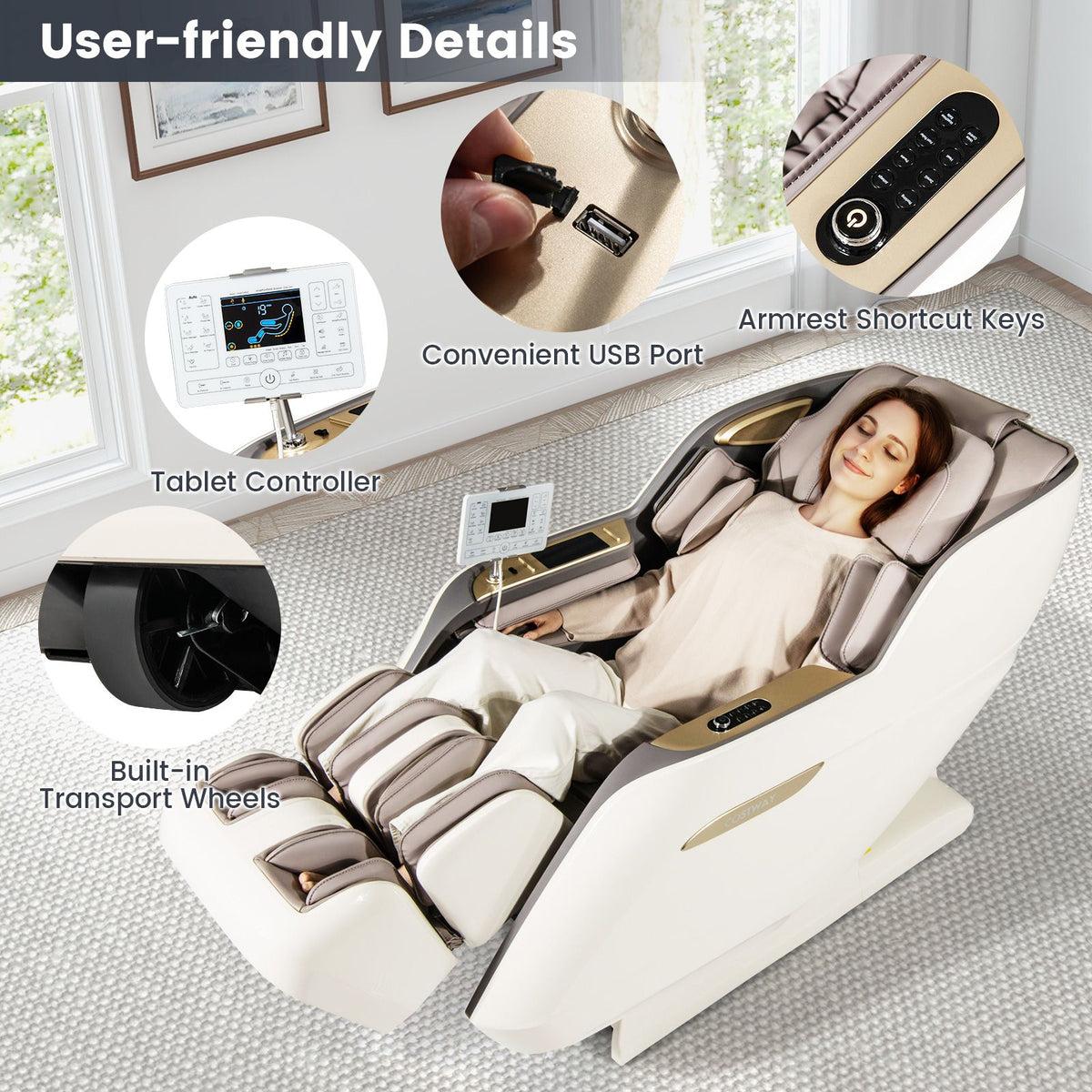 SL Track 3D Massage Chair Full Body Zero Gravity Massage Recliner with Airbags