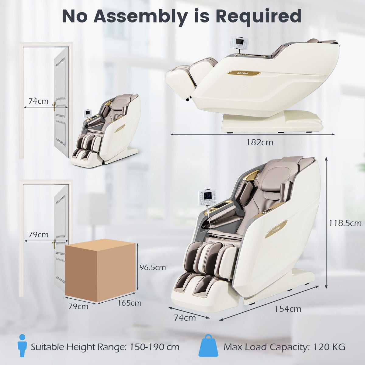 SL Track 3D Massage Chair Full Body Zero Gravity Massage Recliner with Airbags