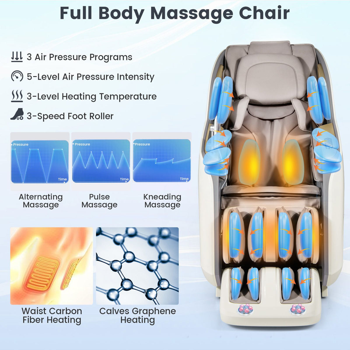SL Track 3D Massage Chair Full Body Zero Gravity Massage Recliner with Airbags