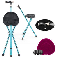 Portable Multifunctional Aluminum Crutch W/LED Light & Ergonomic Handle