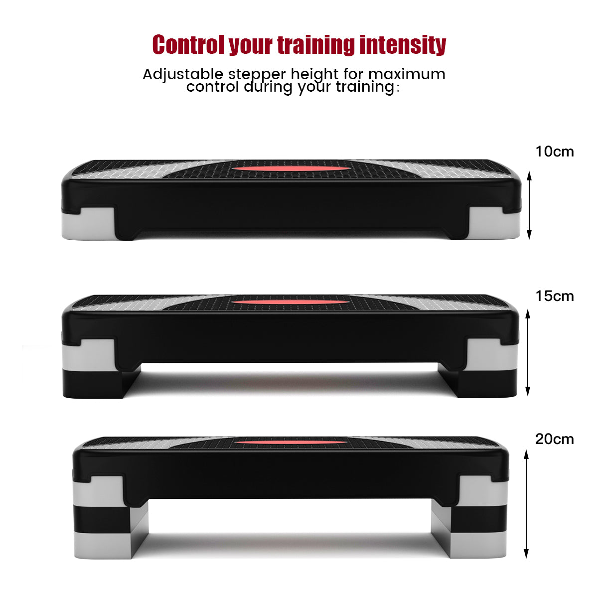 Fitness Aerobic Stepper, with 10-15-20 CM Adjustable Risers