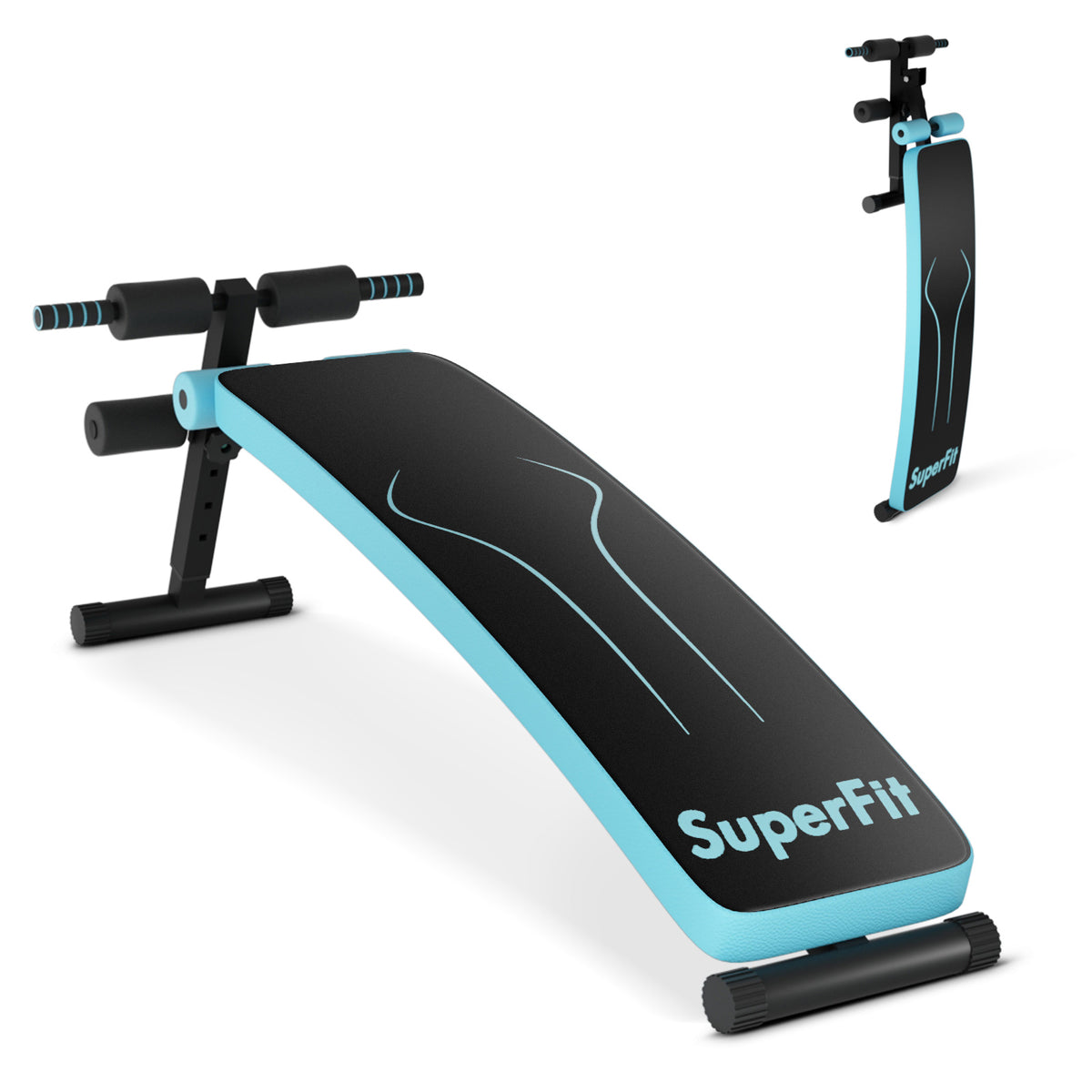 Foldable Adjustable Sit-Up Bench with Crunch Handles Home Gym Exercise Equipment