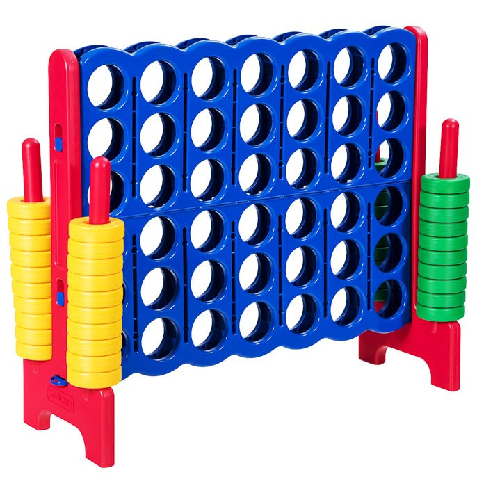 Oversized 4 in A Row Connect Game with 42 Jumbo Rings & Quick-Release Sliders