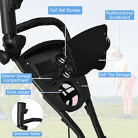 3 Wheel Golf Push Cart, Quick Folding Golf Walking Push Cart