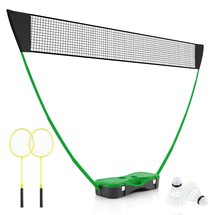 Portable Badminton Net Set with Storage Base, All-In-One Badminton Set