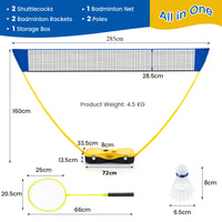Portable Badminton Net Set with Storage Base, All-In-One Badminton Set