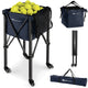 Foldable Tennis Ball Cart, Lightweight Aluminum Tennis Ball Hopper Basket w/Wheels