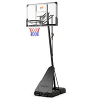 Portable Basketball Hoop, 1.5-3.05m Height Adjustable Basketball Goal System w/ 112 cm Shatterproof Backboard