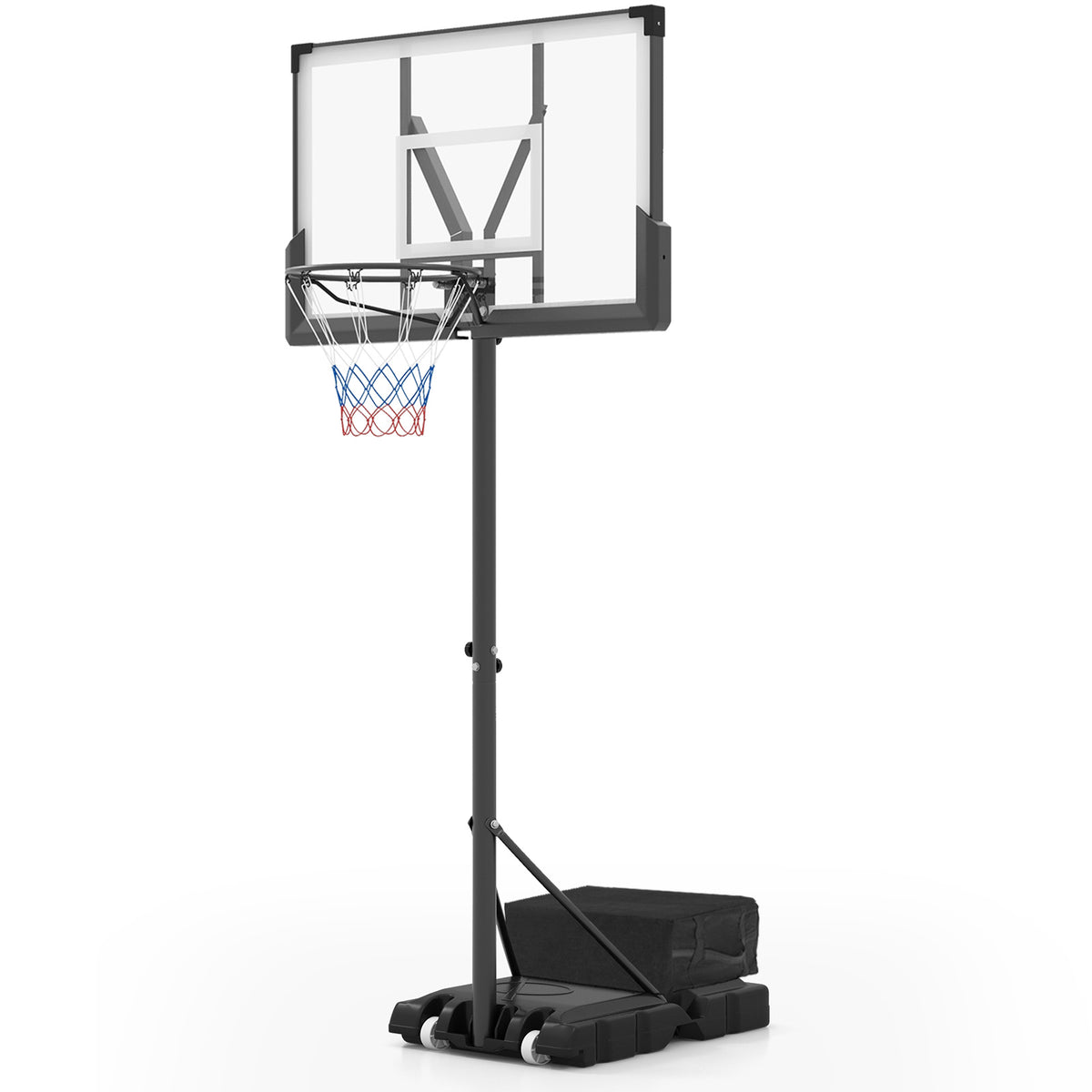 Portable Basketball Hoop with Impact Resistant Backboard and Fillable Base