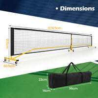 Portable Pickleball Net, 6.75m Regulation Size Pickle Ball Net System