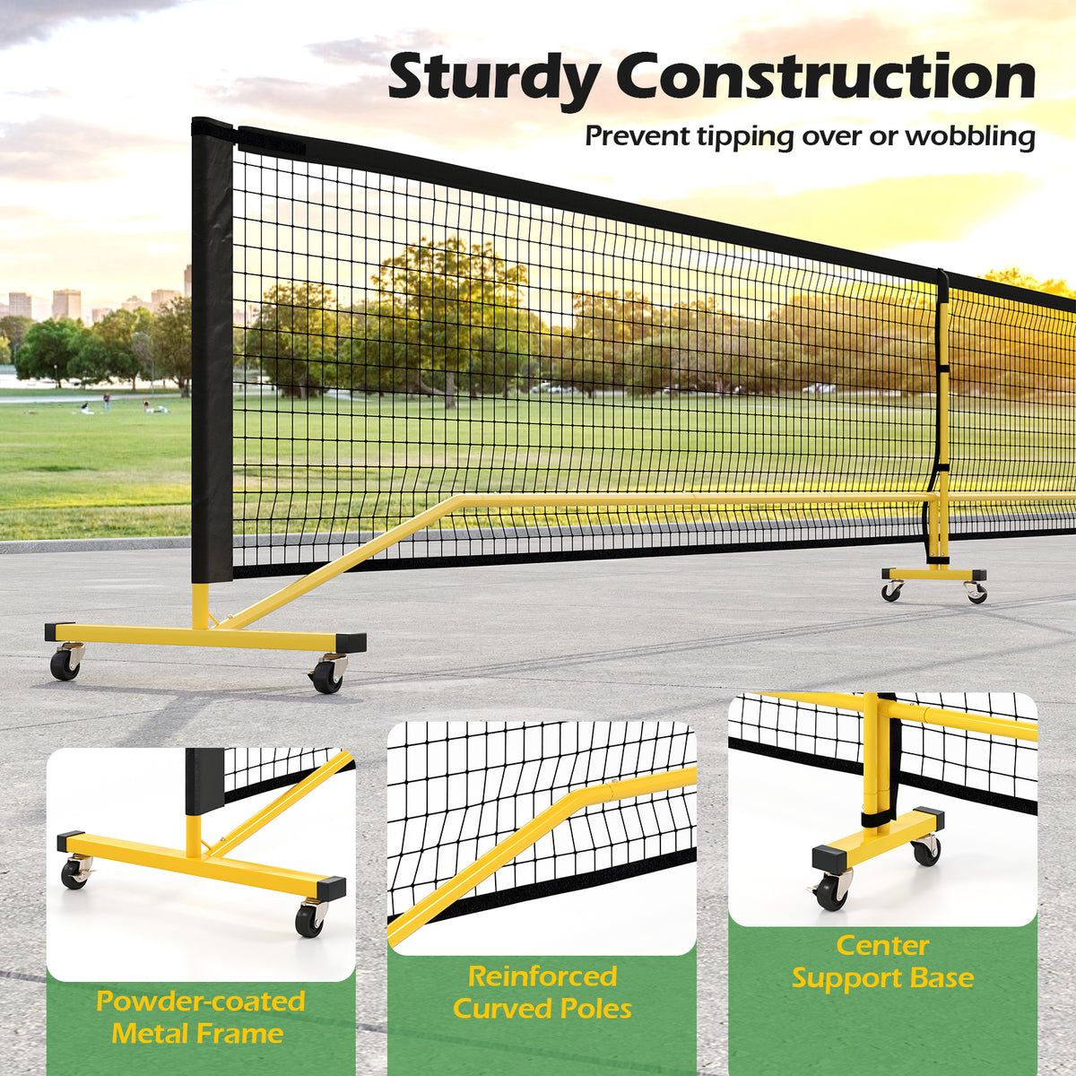 Portable Pickleball Net, 6.75m Regulation Size Pickle Ball Net System