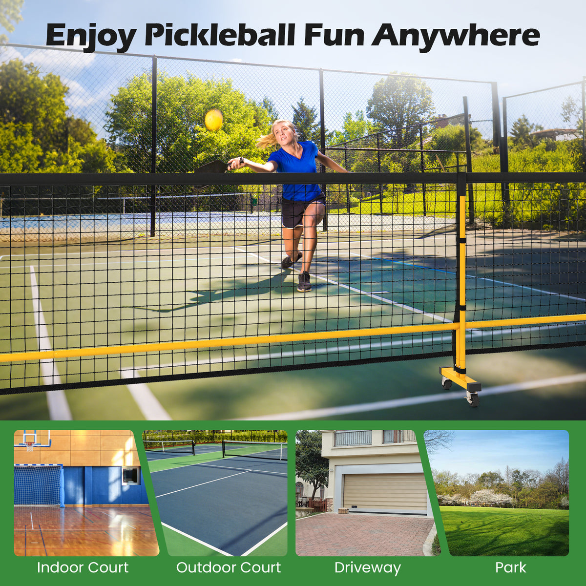 Portable Pickleball Net, 6.75m Regulation Size Pickle Ball Net System