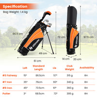 Kids Complete Golf Clubs Set, Right Handed Golf Club Set for Boys & Girls Aged 8-10 Years